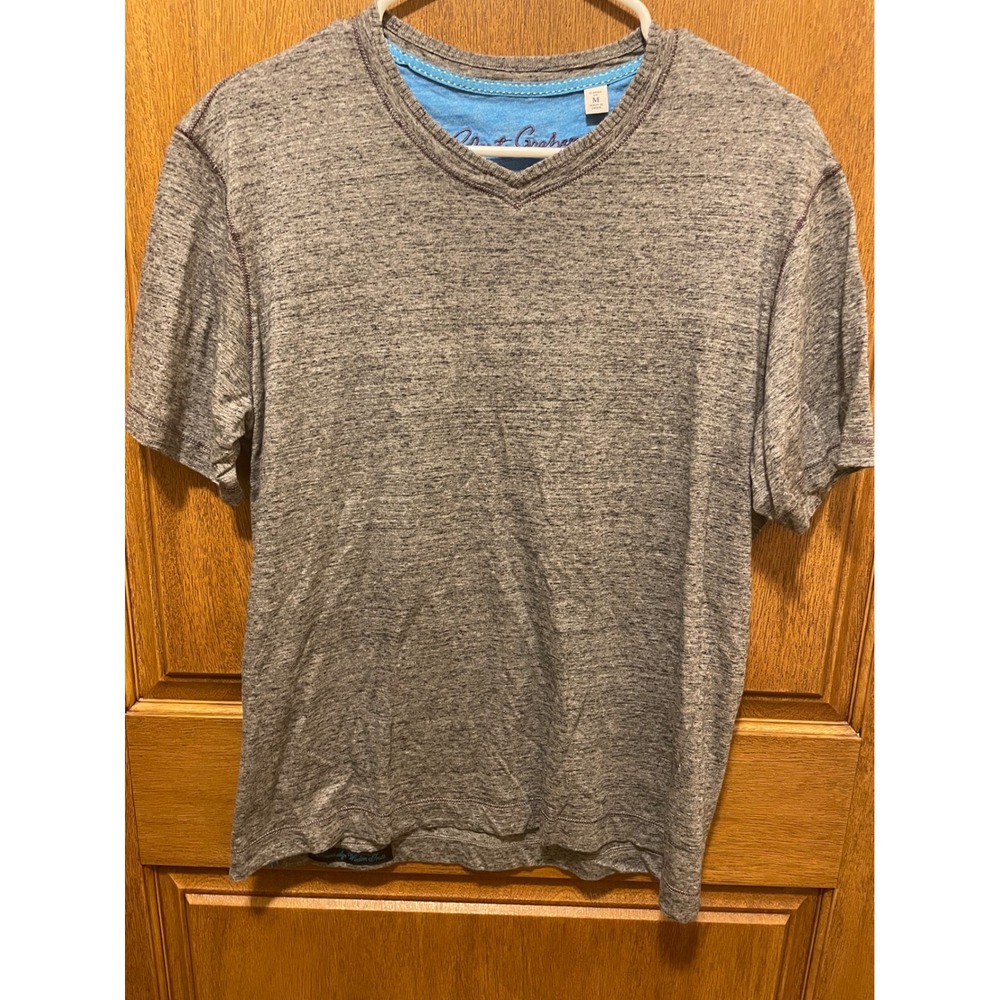 Robert Graham Mens Heather Grey V-Neck T-Shirt Knowledge Wisdom Truth Classic M